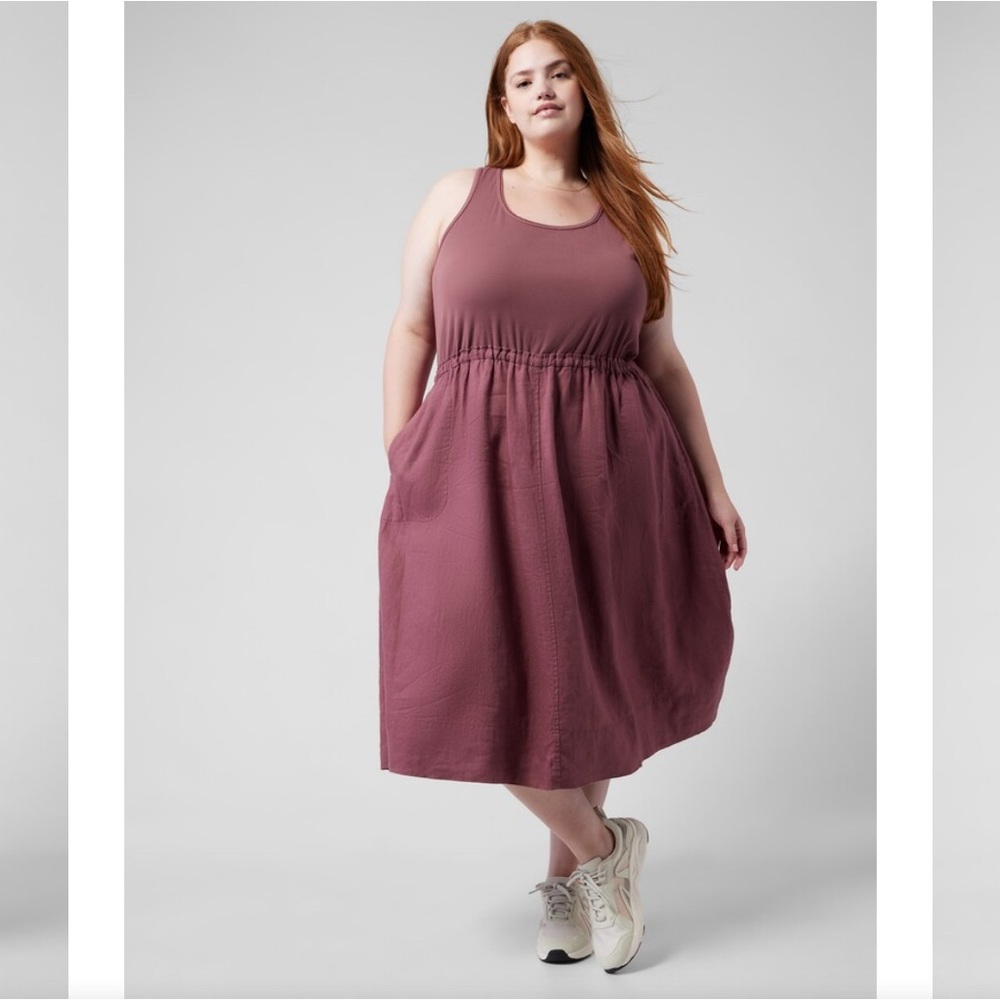 Athleta Baja Midi Linen Dress, Size 1X